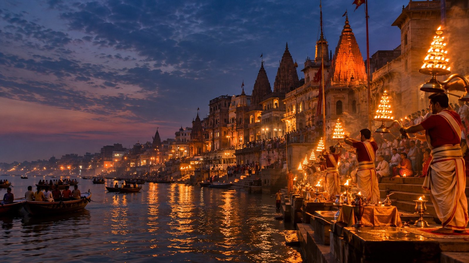 Sacred Ganga ghat in Varanasi