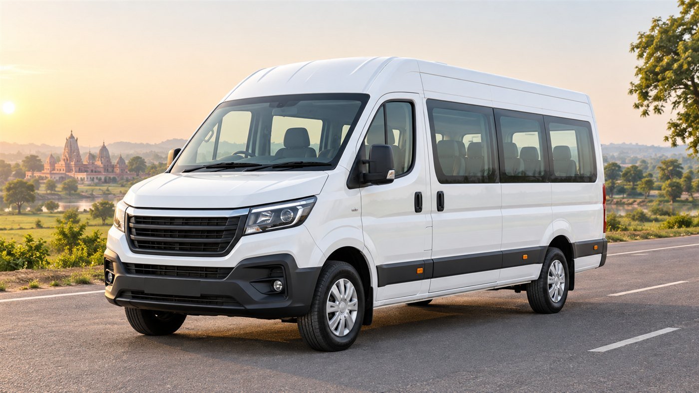 White Force Urbania group travel vehicle near Braj