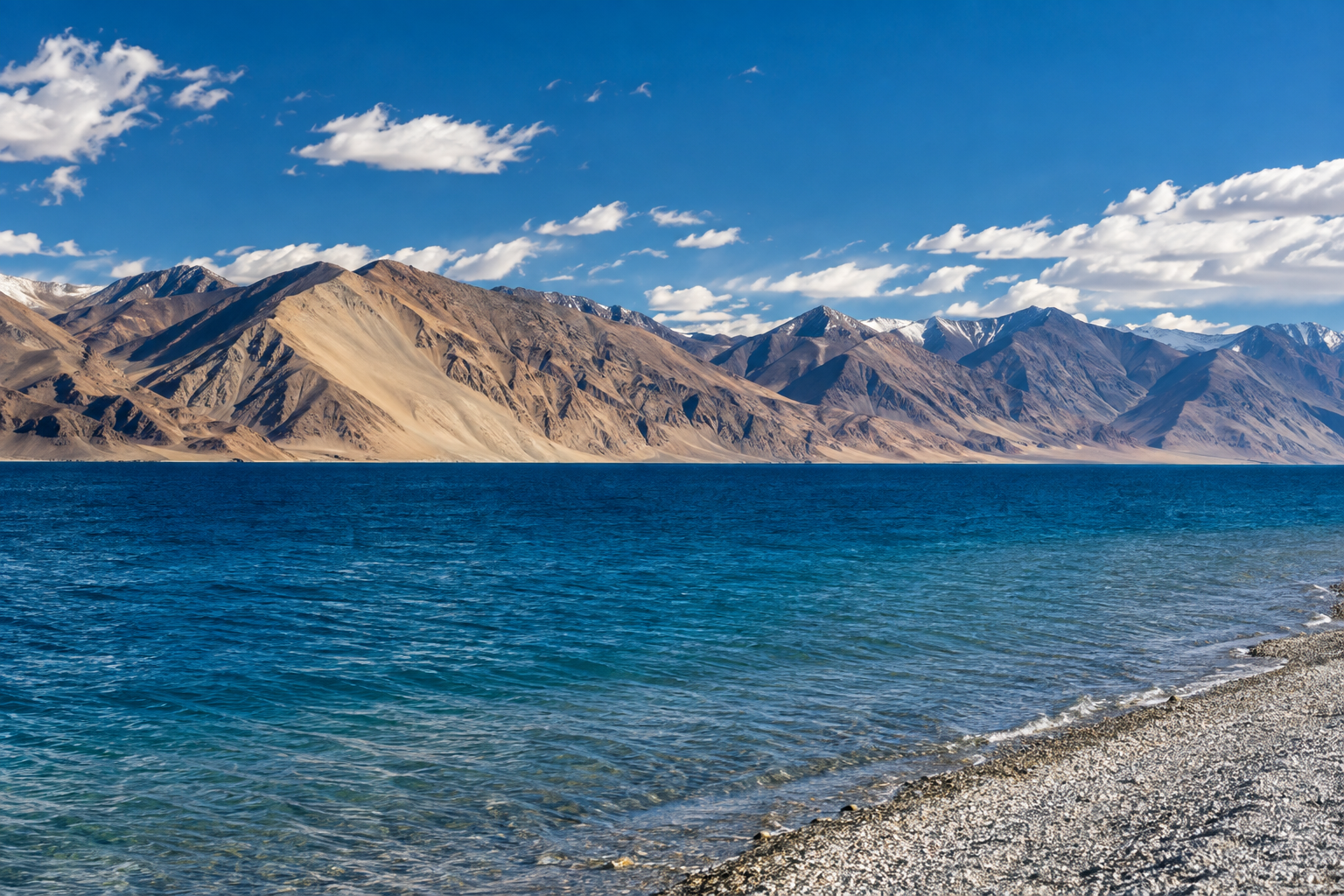 High-altitude lake landscape at Pangong