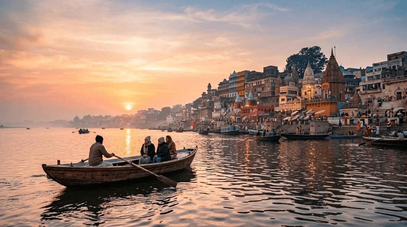 Boat ride on the Ganga beside the Varanasi ghats