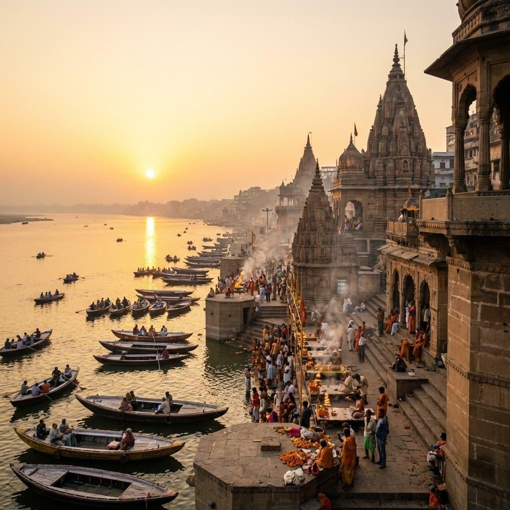 Manikarnika Ghat on the Ganga in Varanasi
